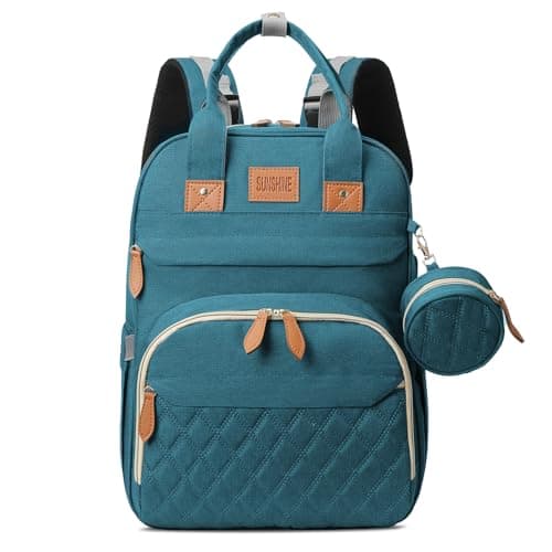 JSTPRO Diaper Bag Backpack, Large Diaper Bag with Changing Station, Baby Bag, New Mom Gifts, Lightweight Waterproof Unisex Diaper Bag with Insulated Pockets and USB Charging Port, Cyan - Image 1