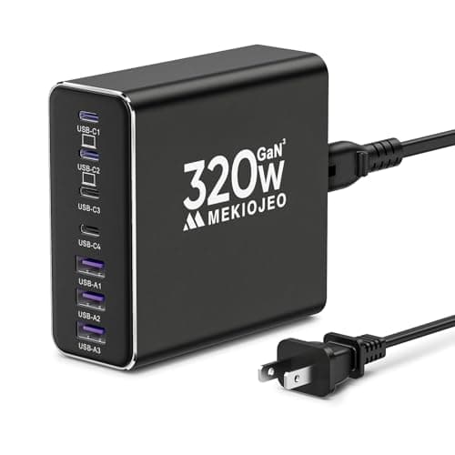 Aluminum Alloy USB C Charger GaN Charger Fast USB C Charging Station 7 Ports 65W Laptop for MacBook Pro/Air/iPad Pro/iPhone (Coal Black) - Image 1