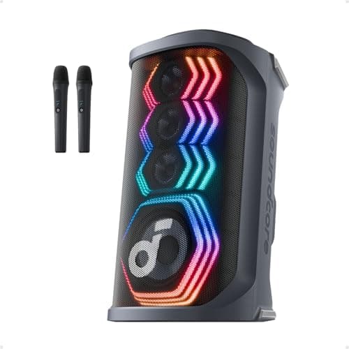 soundcore Rave 3S AI Party Speaker with 2 Wireless Microphones, 200W Sound, AI Vocal Removal, Reverb, Light Show, 12H Playtime, Portable Bluetooth PA System for Home, Party, or Backyard - Image 1