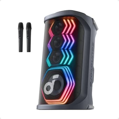 soundcore Rave 3S AI Party Speaker with 2 Wireless Microphones, 200W Sound, AI Vocal Removal, Reverb, Light Show, 12H Playtime, Portable Bluetooth PA System for Home, Party, or Backyard - Image 1