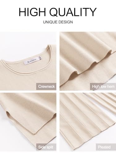 ANRABESS Women 2 Piece Lounge Sets Summer Casual Knit Sweater Vest Pant Set Beach Vacation Airport Outfits Clothes Apricot Medium - Image 6