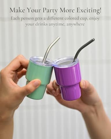 UIRZOTN 3oz Mini Tumbler Shot Glass with Straw and Lid, 12 Pack Stainless Steel Sublimation Shot Glasses for Wedding Party Whiskey Cocktail Bar with Straw and Lid - Image 4