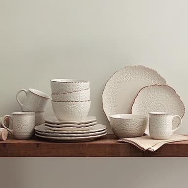 Pfaltzgraff Chateau Cream 16-Piece Stoneware Dinnerware Set, Service for 4, Off White - Image 3