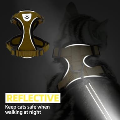 PUPTECK Cat Harness and Leash Set Escape Proof Reflective Cat Walking Harness Adjustable Soft Breathable Mesh Vest for Small Pets, Yellow, M - Image 6