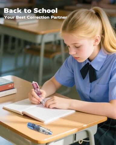 Four Candies Refillable Retractable White Correction Tape, 2PCS White Cute Smooth Push Pull Out Tape with 4 Extra Refills, Aesthetic Pen Shaped Applicator for School Office Supplies (Blue Green) - Image 4