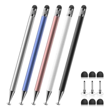 Stylus (5 Pcs), 2-in-1 Stylus Pen for Touch Screen, High Precision and Sensitivity, Suitable for iPhone/ipad/Android Tablets, Compatible with All Touch Screens (Black/White/Blue/Rose Gold/Silver) - Image 1