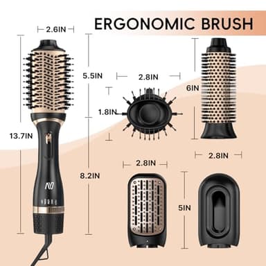Nycoba Hair Dryer Brush Set, Multifunctional Hot Air Brush for Salon Blowouts, Negative Ion Technology & Quick Drying, Shiny and Less Frizz, Black Orange - Image 6