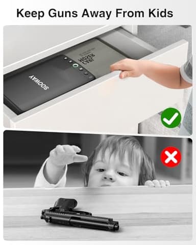 Gun Safe, Small Pistol Safe Biometric Gun Safe for Handgun, Portable Fingerprint Quick Access Gun Lock Box for Car Travel Nightstand Bedside - Image 6