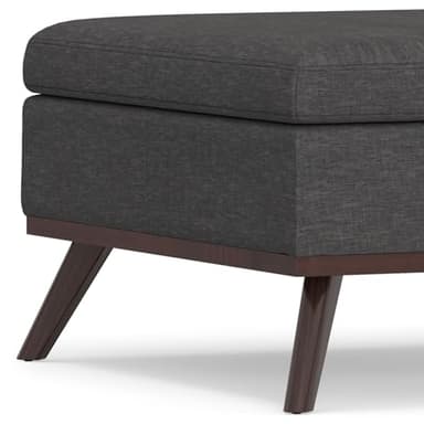 SIMPLIHOME Owen 36 inch Wide Mid Century Modern Square Coffee Table Storage Ottoman in Slate Grey Linen Look Fabric, Assembled, for the Living Room, Entryway and Family Room - Image 8