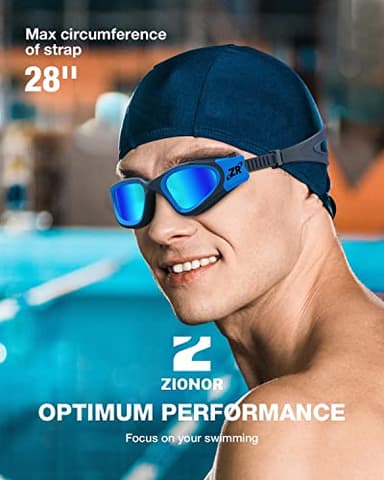 ZIONOR Swim Goggles, Upgraded G1 Polarized Swimming Goggles UV Protection Anti-fog Adjustable Strap for Men Women Adult Indoor or Outdoor (Polarized Mirror Blue Lens) - Image 7