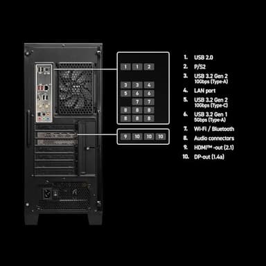 MSI Codex Z2 Gaming Desktop: AMD R7-8700F, GeForce RTX 5070, 32GB DDR5, 2TB m.2 NVMe SSD, USB Type-C, VR-Ready, Windows 11 Home : A8NVP-436US - Image 5
