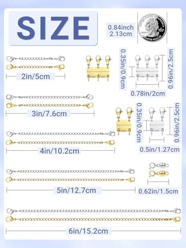 Evnlo Multi Necklace Layering Clasp and Chain Extender and Magnetic Jewelry Clasp Set, Gold and Silver Multiple Styles Necklace Extenders for Women - Image 3
