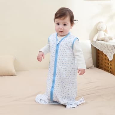 DaysU Cotton Baby Sleep Sack, Sleeveless Baby Sleeping Bag with Two-Way Zipper, Printed Baby Wearable Blanket for Newborn Baby Boys 0-6 Months, 2-Pack, Shark, 0.5 TOG - Image 3