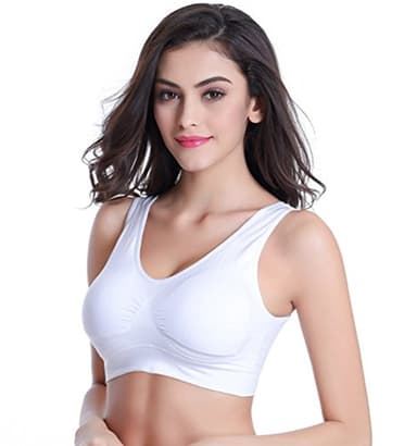 Vermilion Bird Women's 3 Pack Seamless Comfortable Sports Bra with Removable Pads XL/Shirt Size 14 Black &White &Nude - Image 3