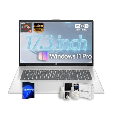 HP 17.3" Laptop for Business and Students • AMD Ryzen 5 7430U (12-Thread) • 17.3" FHD Anti-Glare IPS Display • Wi-Fi 6 • Win 11 Pro • AMD Radeon Graphics • w/Accessories • 64 GB RAM • 2TB SSD - Image 1