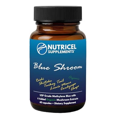 Nutricel Methylene Blue Capsules with Mushroom Extracts: Lion's Mane, Reishi, Cordyceps, Chaga, Shiitake, Turkey Tail - Trusted Made in America Brand - 7mg (USP Reference Compliant) (60ct) - Image 2