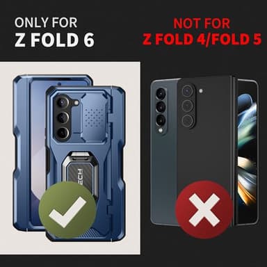 TONGATE for Z Fold 6 Case with Ring Stand, Built-in S Pen Holder & Glass Screen Protector Shockproof Rugged Z6 Phone Case with Slide Camera Cover & Belt Clip for Samsung Galaxy Z Fold 6 2024, Blue - Image 2