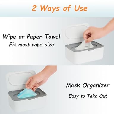 Wipes Dispenser, Wipe Holder for Baby & Adult, Seposeve Refillable Wipe Container, Keeps Wipes Clean. Non-Slip, Easy Pull Wipes Pouch Case, (Grey) - Image 5