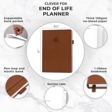 Clever Fox End of Life Planner – Final Arrangements Organizer for Beneficiary, Will Preparation, Last Wishes & Funeral Planning, A4 (Brown) - Image 2