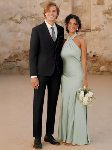 WEEN CHARM Suits for Men,3 Piece Slim Fit Suit Set with 2-Button Blazer,Vest,Pants,Tuxedo for Wedding,Prom,Party,Business Black - Image 3