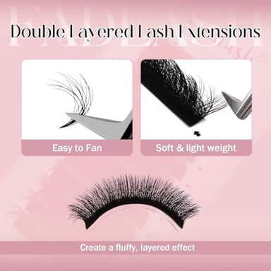 FADLASH Easy Fan Lash Extension 3D Effect Fluffy Rapid Volume Three Layers Easy Fan 2D~10D Eyelash Extensions Automatic Blooming Easy Fan Lashes D Curl (0.05D 14-18mm Mixed) - Image 5