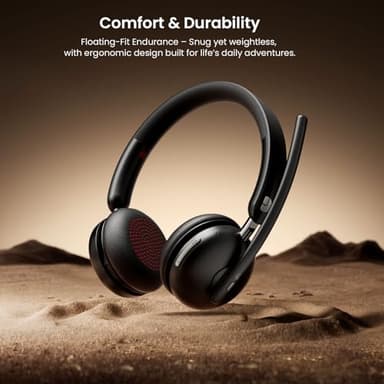 Dytole Bluetooth 5.3 Headset, Wireless Headset with Mic for Work (AI Noise Cancelling), Wireless Headphones with Mic & USB Dongle, 65H & Mute Function, Fit for PC/Call Center/Computer/Laptop/Teams - Image 5