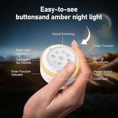 Portable Sound Machine & Night Light, White Noise Sound Machine for Baby & Adults with 12 Selected Sounds - Rechargeable, Memory Function, Timer - Sleep Soother, Home & Travel, White - Image 6