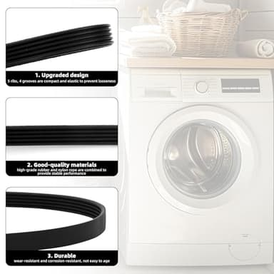 2pcs WH01X27538 Washer Drive Belt Replacement, Compatible with GE Washing Machines Replaces Parts AP6328256 PS12299369 4587903 290D1101P005 (Black) - Image 4