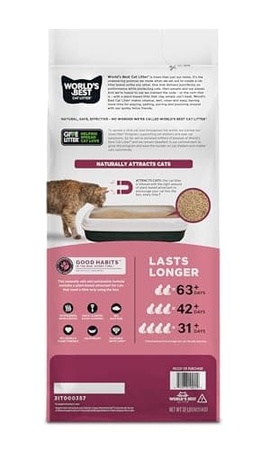WORLD'S BEST CAT LITTER Good Habits Cat Attract Litter | Natural Plant-Based Attractant | Multicat Flushable Corn Litter | Unscented Odor Control | Low Tracking & Lightweight | Made in USA 32lb Bag - Image 2
