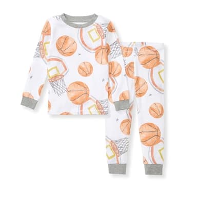 Burt's Bees Baby Baby Boy's Pajamas, Tee and Pant 2-Piece Pj Set, 100% Organic Cotton Soft Sleepwear, Basketball, 6 Years - Image 1