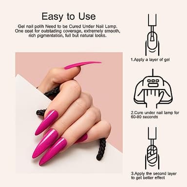 CANNI 2Pcs Hema-Free Black White Gel Nail Polish Set- Black and White Gel Polish Kit, Soak Off LED Nail Gel Manicure Kit DIY at Home Salon Gifts for Women Girls - Image 8