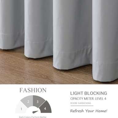 Airwill Blackout Window Curtain Panels - Set of 2 Thermal Insulated Grommet Drapes, Room Darkening Curtains for Living Room Bedroom Window (W52 x L84 Inch, 2 Panels, Light Gray) - Image 4