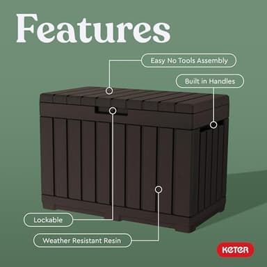 Keter Kentwood 50 Gallon Resin Deck Box-Organization and Storage for Patio Cushions, Throw Pillows and Garden Tools, Brown - Image 3