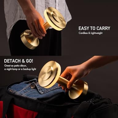 O’Bright Portable LED Table Lamp with Touch Sensor, 3-Levels Brightness, Rechargeable Battery Up to 48 Hours Usage, Night Light for Kids Nursery, Nightstand Lamp, Bedside Lamp (Gold) - Image 2