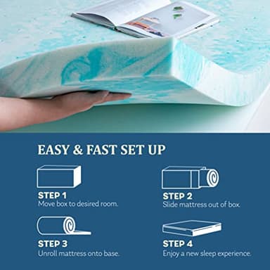 EGO Topper 2 Inch Twin Memory Foam Mattress Topper, Gel Foam Mattress Topper for Pressure Relief, Ventilated Design Bed Topper in a Box, CertiPUR-US Certified, 38"×75", Medium - Image 5
