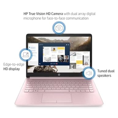 HP 14 Laptop • Back to School Limited Edition with Microsoft 365 • 4-Core Intel CPU • 32GB RAM •1600GB Storage (64GB OnBoard + 512GB P500 Portable SSD + 1TB OneDrive) • Pink • Win 11 - Image 9