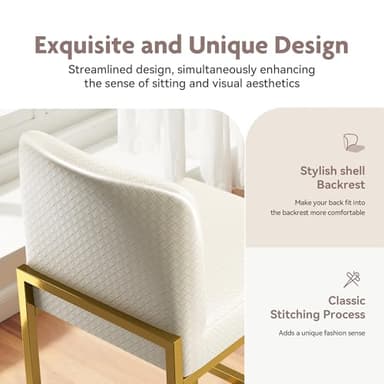 ALPHA HOME 24” Bar Stools Set of 4 Counter Height Bar Stool Pu Leather Kitchen Modern Bar Stools with Backrest Upholstered Footrest Sturdy Chromed Metal Steel Frame, Off-White - Image 8