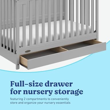 Graco Hadley 5-in-1 Convertible Crib with Drawer (Pebble Gray) – GREENGUARD Gold Certified, Crib with Drawer Combo, Full-Size Nursery Storage Drawer, Converts to Toddler Bed, Daybed - Image 7