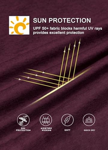 Willit Men's Sun Shirts UPF 50+ Rash Guard Long Sleeve Sun Protection Hoodie SPF UV Fishing Lightweight Athletic Running Heather Wine XXL - Image 4