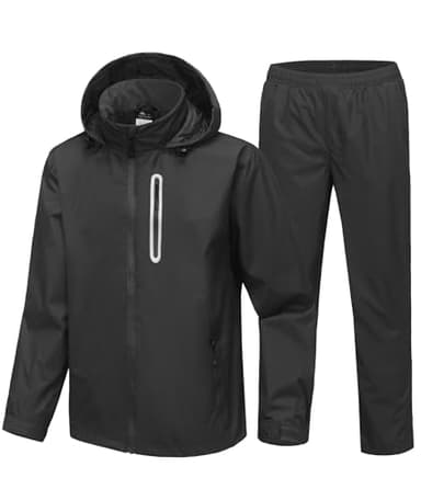 SWISSWELL Men's Waterproof Golf Rain Suit Rain Gear Jacket and Pant Outdoor Lightweight Hooded Raincoat Black Medium - Image 1
