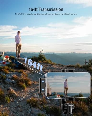 PQRQP Wireless Microphone for iPhone, iPad, Android(Lightning/USB C), Dual Microphones 20 H Battery Life, Mini Microphone, Cordless Double Mics for Video Recording, YouTube, TikTok, 164FT - Image 3
