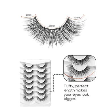 False Eyelashes Fluffy False Lashes Wispy Natural Lashes 3D Faux Mink Lashes 7 Pairs Jiocolor Volume Eye Lashes DJ-20 - Image 2