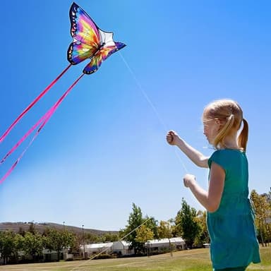HONBO Butterfly Kites for Kids & Adults, Easy to Fly for Beginners, Each Kite with 300ft Line Handle,Beginner Kite for Kids Ages 4-8,Beach Kites for Outdoor Activities & Family Trip(Pink) - Image 3