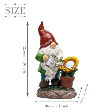 TERESA'S COLLECTIONS Sunflower Garden Gnomes Decorations for Yard with Solar Lights, Cute Resin Garden Sculptures & Statues for Outdoor Patio Lawn Ornaments,Ideal Gifts for Mom Women and Man, 11.4" - Image 3