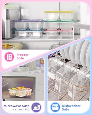 Canfanni 5 Pcs Bento Snack Containers, Reusable 4 Compartment Divided Food Storage Containers, Divided Lunchable Container for School, Work and Travel (All Transparent) - Image 6