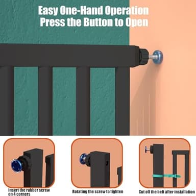 55.1 Inch Tall Baby Gate Auto Close Dog Gate Adjustable 29.92" - 43" Wide Pressure Mounted Walk Through Swing Pet Gate for Doorways (Black, 29.92" - 43") - Image 4