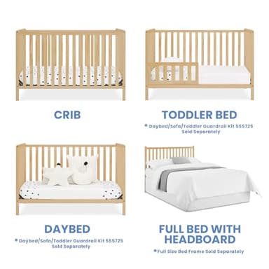 Delta Children Heartland 4-in-1 Convertible Crib, Natural - Image 4