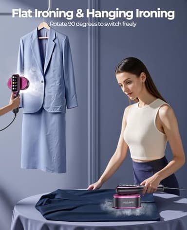 YOZLNFO Travel Steamer for Clothes Portable: 2-in-1 Mini Handheld Garment Steamer Iron - 15s Heat Up & 5 Adjustable Steam - Large Ceramic Panel - 110-120V - Image 5
