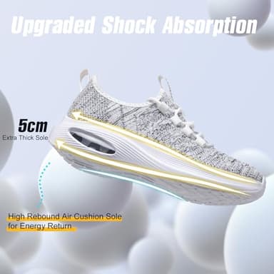 Rollstep Wide Toe Box Shoes Women Extra Wide Width Sneakers Diabetic Air Cushion Road Running Shoes Ultra Light Wide Tennis Sneakers Gym Training Breathable Walking Shoes Light Gray White 37 - Image 4
