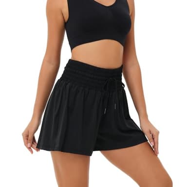 Womens Flowy Athletic Shorts Gym Yoga Workout Running Sport Sweat Skort Golf Tennis Butterfly Skirt High Waisted with Pocket Cute Comfy Lounge Pants Trendy Clothes Casual Summer Outfits Black XL - Image 3